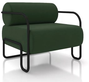 Poltrona Sala de Estar Industrial Preto Ameli Veludo K01 - D'Rossi - Verde Musgo
