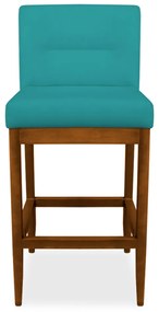 Kit 2 Banquetas Valencia Base de Madeira Maciça Veludo Azul Tiffany