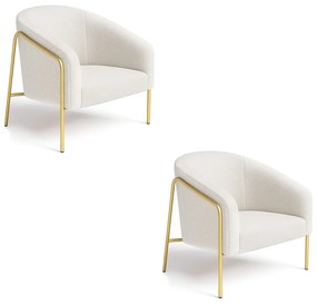 Poltrona Sala Industrial Alta Dourado Kit 2 Stella Bouclê D03 - D'Rossi - Cinza