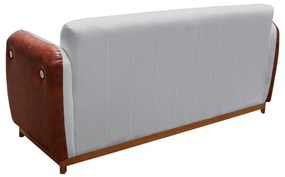 Sofá 3 Lugares Liverpool 1,90 m Compose Corino Ocre/Cinza C/ Botão - Decorar Estofados
