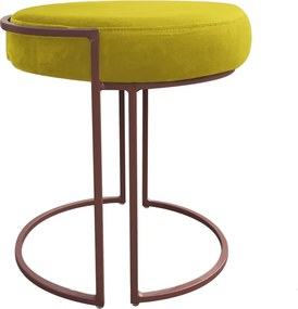 Puff Redondo Base Industrial Cobre Kit 2 Love Suede - Amarelo