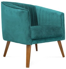Poltrona Decorativa Dalia Pés de Madeira Suede Turquesa - Sheep Estofados - Água