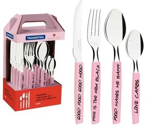 Faqueiro Tramontina My Lovely Kitchen 16 peças Rosa em Aço Inox