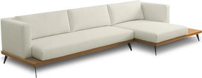Sofá Sala de Estar Living Design Moderno 360cm Mesa Lateral Pés de Ferro Manacor Linho e PU Bege/Caramelo Manchado G93 - Gran Belo