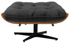Puff Giratório Costela Suede Base Giratória Preto - D'Rossi - Preto