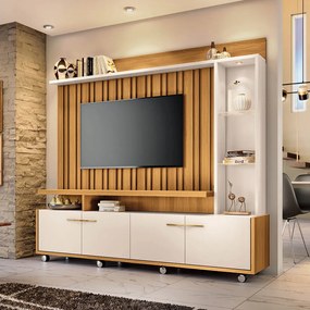 Estante de TV 60 Pol 200cm Sam H01 - D'Rossi - Cinamomo e Off White