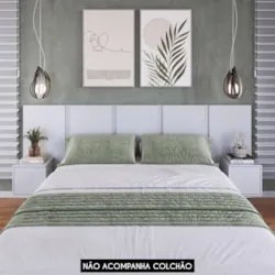 Cabeceira Cama Queen 220cm e Mesas Laterais Ohana Branco A05 - Mpozena