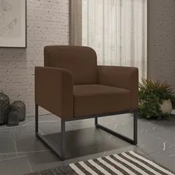 Kit Namoradeira e 1 Poltrona Decorativa Base Industrial Preta Maressa