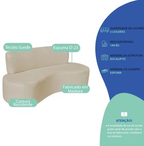 Kit Sofá Curvo Amsterdã 140cm e Poltrona Luiza Max Suede