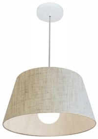 Lustre Pendente Cone Md-4039 Cúpula em Tecido 21/40x30cm Rustico Bege - Bivolt
