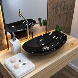 Cuba Pia de Apoio para Banheiro Canoa Luxo 45 C08 Preto - Mpozenato