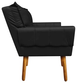 Kit 02 Poltronas Anitta Corino Pes Palito Castanho D03 - D'Rossi - Preto