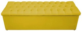 Recamier Baú Estofada Mel 160 cm Queen Size Com Capitonê Suede Amarelo - ADJ Decor