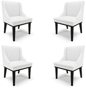 Kit 4 Cadeiras Decorativas Sala de Jantar Base Fixa de Madeira Firenze PU Branco Fosco/Preto G19 - Gran Belo