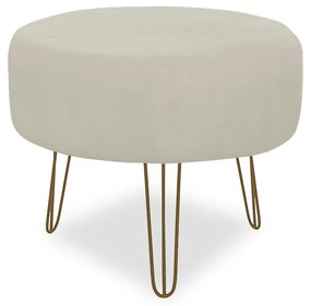 Puff Chloe Pés Hairpin Legs Dourado Suede Bege