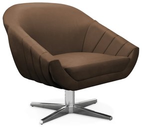 Kit 01 Namoradeira 02 Lugares e 02 Poltronas Giratória Giovana Suede Base Cromada - D'Rossi - Marrom