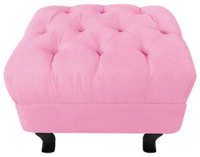 Puff Baú Retrô Luis XV Suede Rosa Bebê - D'Rossi