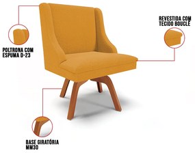 Cadeira Sala de Jantar Giratória MM35 Kit 4 Liz Bouclê Mostarda D03 - D'Rossi