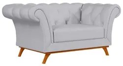 Sofá 150cm 2 Lugares Base Madeira Império D-315 Linho Cinza Claro - Do