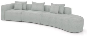 Sofá Curvo Decorativo Kimiko 427Cm 6 Lugares Sala de Estar com Chaise Bouclê Cinza G52 - Gran Belo