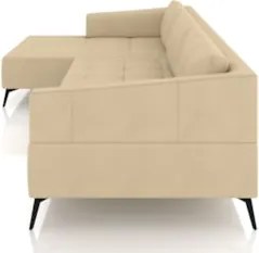 Sofá 4 Lugares 306cm Com Chaise Esquerdo Eko Couro Bege Z55 - Mpozenat