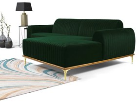 Sofá 3 Lugares Lisboa D07 com Chaise Direita 230cm Veludo Esmeralda - D'Rossi