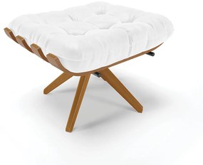 Puff Giratório Costela Sintético PU Branco Base de Madeira MA30 M11 - D'Rossi