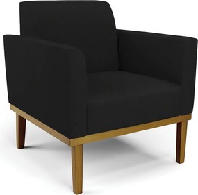 Poltrona Decorativa Isabella Pés Fixo em Madeira Preto Linho Preto G19 - Gran Belo