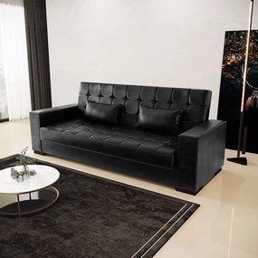 Sofá Cama Casal 3 Lugares 210cm Lisboa Corano Preto  D03 - D'Rossi