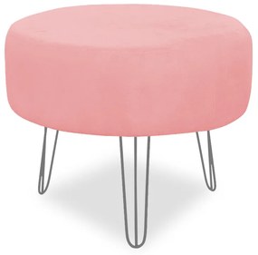Puff Chloe Pés Hairpin Legs Prata Suede Rose