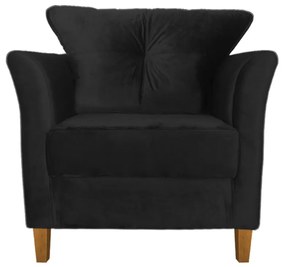 Kit Namoradeira + 2 Poltronas Ibis Sala Recepção Suede Preto