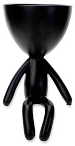 Vaso Decorativo Bob Robert Plant Sentando em Poliresina Preto 18x10x10 cm - D'Rossi