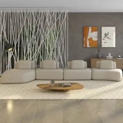 Sofá Ilha Com Chaise 589cm Living Moby Veludo Bege Z08 - Mpozenato