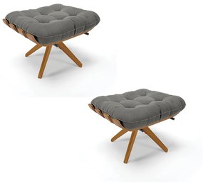 Kit 02 Puffs Giratório Costela Suede Base Madeira MA30 - D'Rossi - Grafite