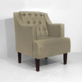 Poltrona Classic Suede Nude Pés Palito Sala, Quarto, Decoração