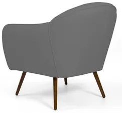 Poltrona Decorativa Sala de Estar Nina Pés Palito Madeira C-416 Linho