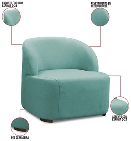 Poltrona Decorativa Orgânica kit 2 Diully Bouclê E03 - D'Rossi - Azul Turqueza