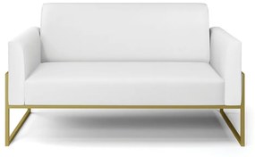 Sofá Namoradeira Base Industrial Alta Dourado Marisa Corino D03 - D'Rossi - Branco