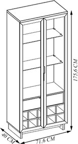 Cristaleira Decorativa com Led Tenerife G73 - Gran Belo - Preto/Noce
