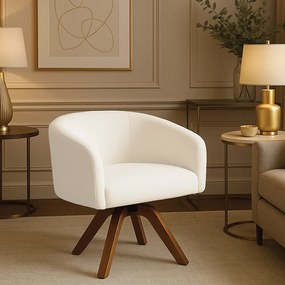 Poltrona Sala Base Giratória Madeira Arielle Bouclê Pistache D03 - D'Rossi