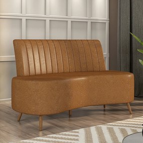 Sofá Living Decorativo 2 Lugares 1,35M Katara Caramelo Corino G33 - Gran Belo