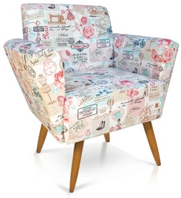 POLTRONA DORA ESTAMPADO RETRO ROSA D61 P