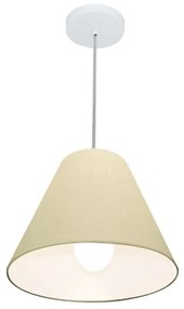Lustre Pendente Cone Md-4028 Cúpula em Tecido 25/30x12cm Algodão Crú - Bivolt