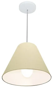 Lustre Pendente Cone Md-4028 Cúpula em Tecido 25/30x12cm Algodão Crú - Bivolt