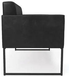 Sofá Namoradeira e 2 Poltronas Base Industrial Preto Ana Sintético PU