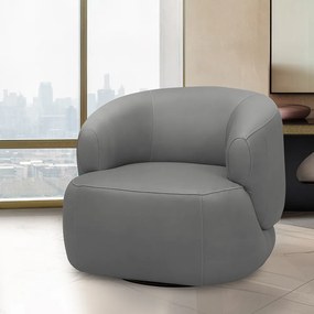 Poltrona Decorativa Verona Sala de Estar Base Giratória em Aço Couro Grafite G88 - Gran Belo