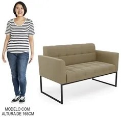 Sofá Namoradeira Base Industrial Preto Ana Suede Marrom RT - Ibiza