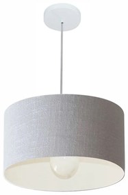 Lustre Pendente Cilíndrico Md-4031 Cúpula em Tecido 40x21cm Rustico Cinza - Bivolt