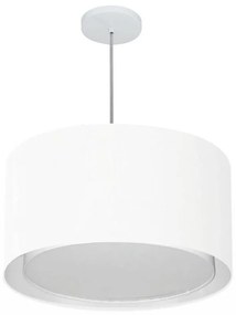 Lustre Pendente Cilíndrico Duplo Md-4287 Cúpula em Tecido 45x30cm Branco - Bivolt