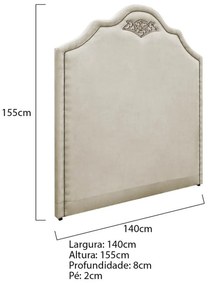 Cabeceira Casal Orlando P02 140 cm para cama Box Linho - ADJ Decor